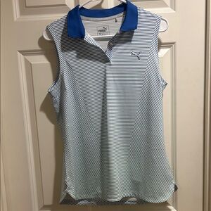 Puma Women's Blue to Green Ombré Striped Sleeveless Golf Top